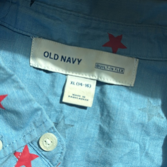 Old Navy Patriotic Stars Boys Button down short sleeve - Picture 3 of 3